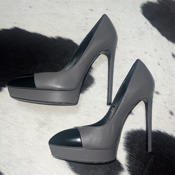 SAINT LAURENT Janis Cap Toe Leather Platform Pumps, size 37 - Picture 6 of 10